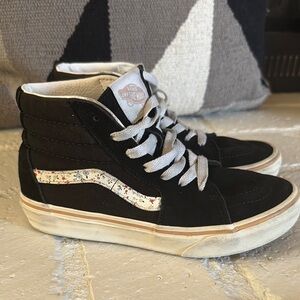 Vans Black High-Tops with Colorful Speckled Stripe
